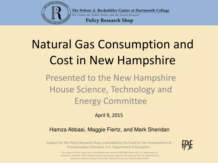 natural gas consumption and cost in new hampshire
