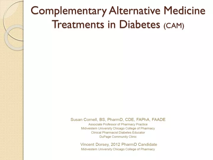 complementary alternative medicine treatments in diabetes cam
