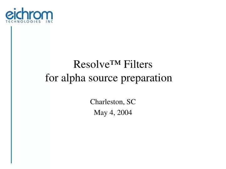 resolve filters for alpha source preparation