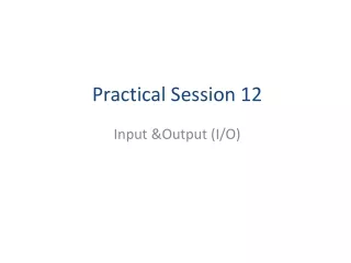 Practical Session 12
