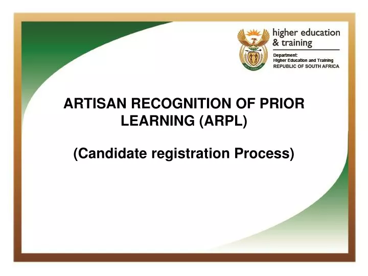artisan recognition of prior learning arpl candidate registration process
