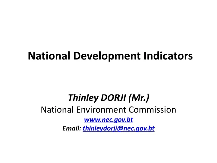 national development indicators