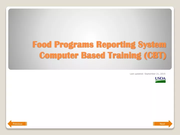 food programs reporting system computer based training cbt