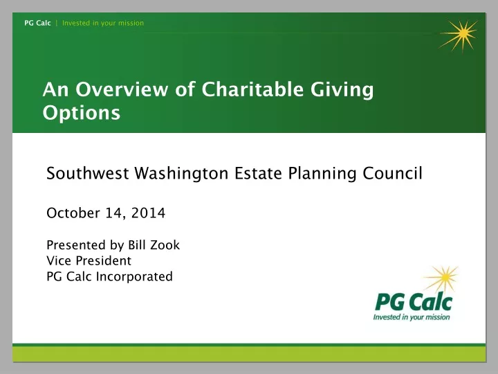 an overview of charitable giving options