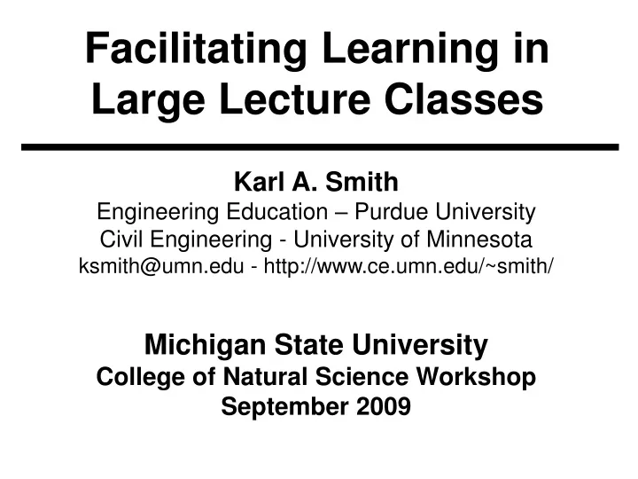 facilitating learning in large lecture classes