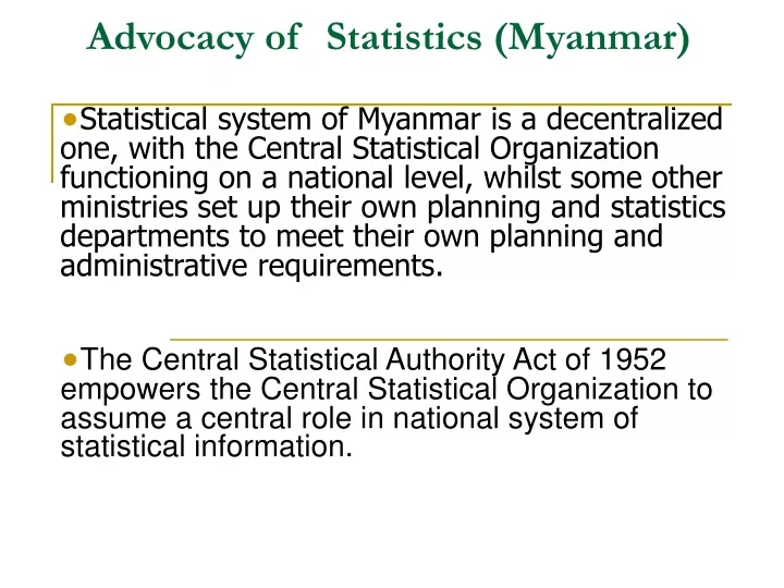advocacy of statistics myanmar