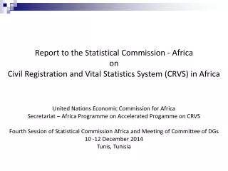 Report to the Statistical Commission - Africa  on