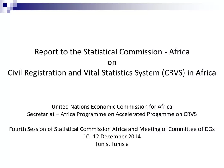 report to the statistical commission africa