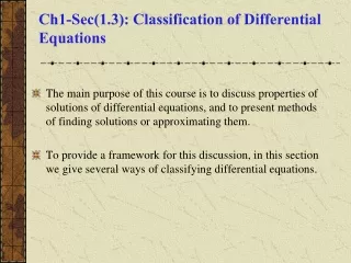 Ch1-Sec(1.3): Classification of Differential Equations