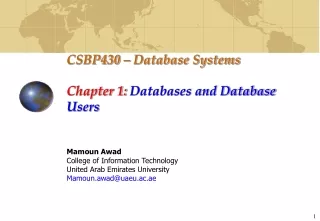 CSBP430 – Database Systems Chapter 1:  Databases and Database Users