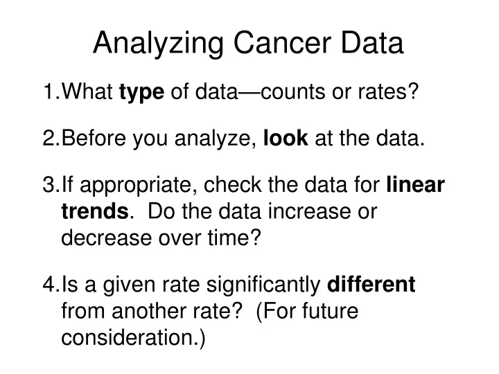 analyzing cancer data