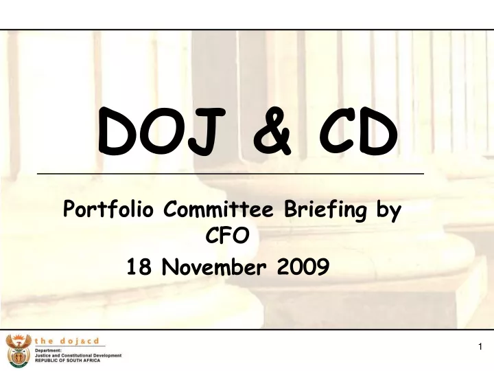 portfolio committee briefing by cfo 18 november 2009