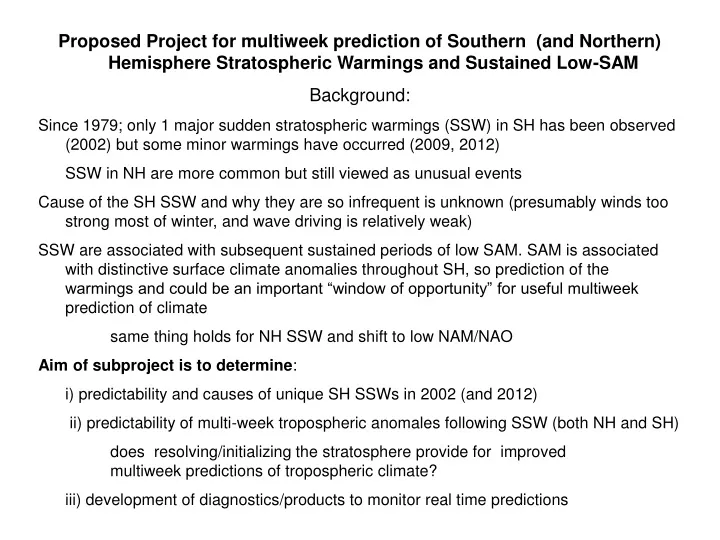 proposed project for multiweek prediction