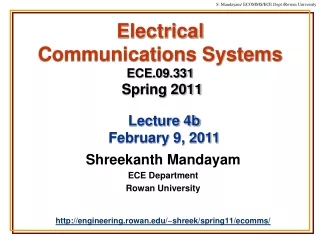 Electrical  Communications Systems ECE.09.331 Spring 2011