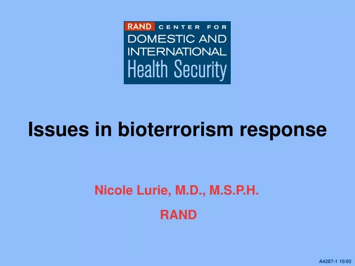 issues in bioterrorism response