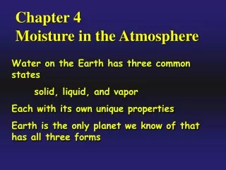Chapter 4 Moisture in the Atmosphere