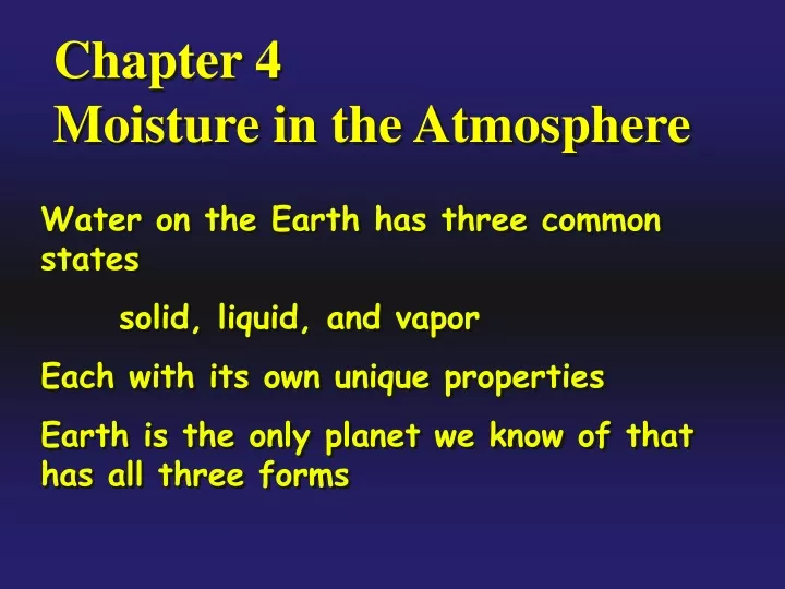 chapter 4 moisture in the atmosphere