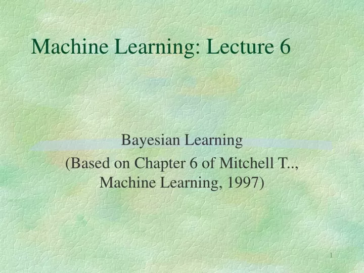 machine learning lecture 6