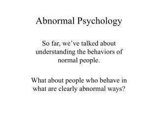 Abnormal Psychology