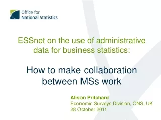 Alison Pritchard Economic Surveys Division, ONS, UK 28 October 2011