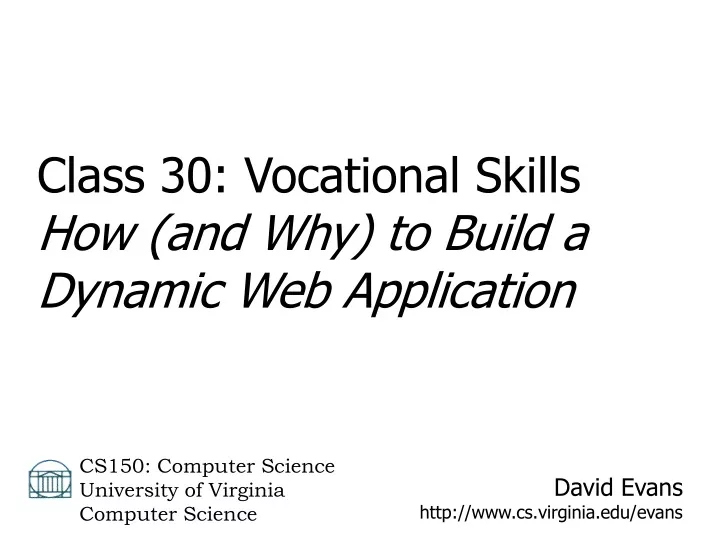 david evans http www cs virginia edu evans