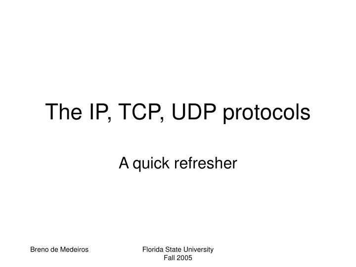 the ip tcp udp protocols