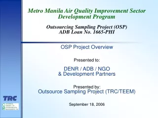 Metro Manila Air Quality Improvement Sector  Development Program