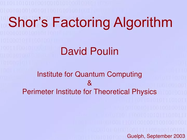 shor s factoring algorithm