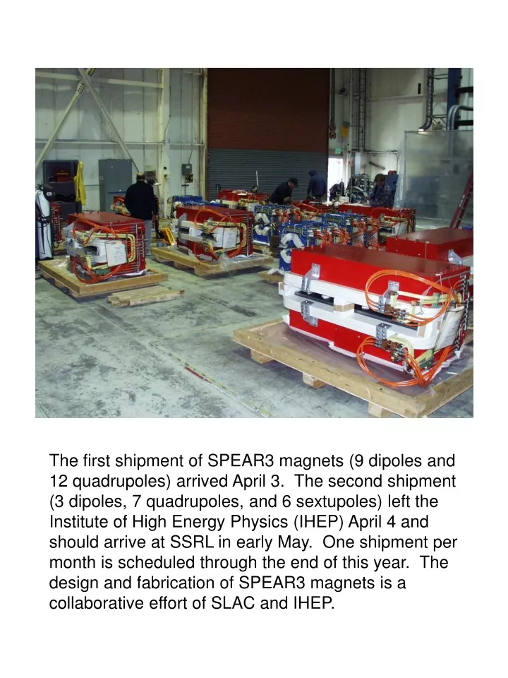 the first shipment of spear3 magnets 9 dipoles