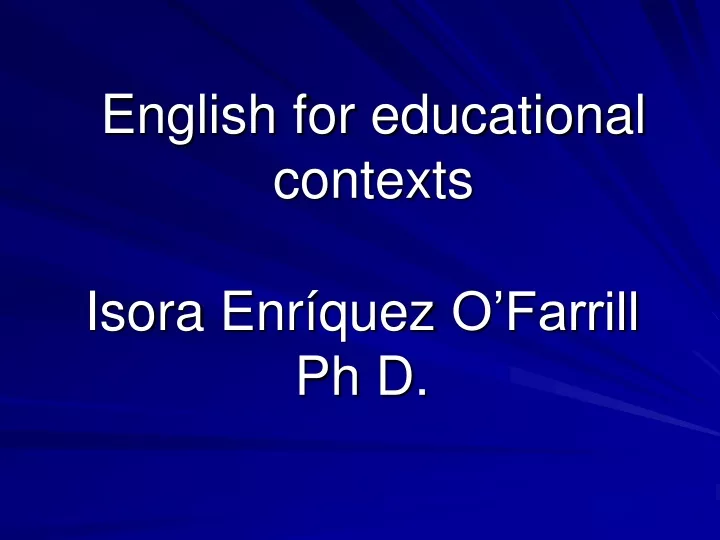 english for educational contexts