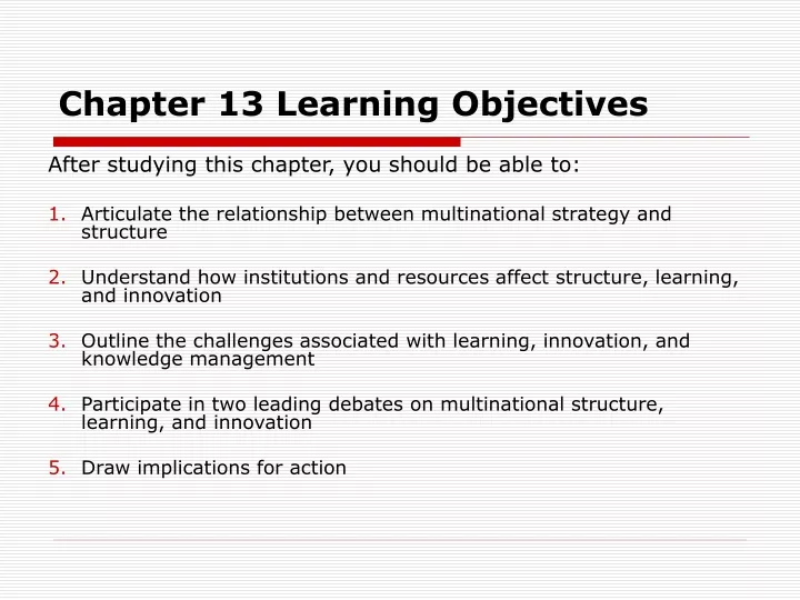chapter 13 learning objectives