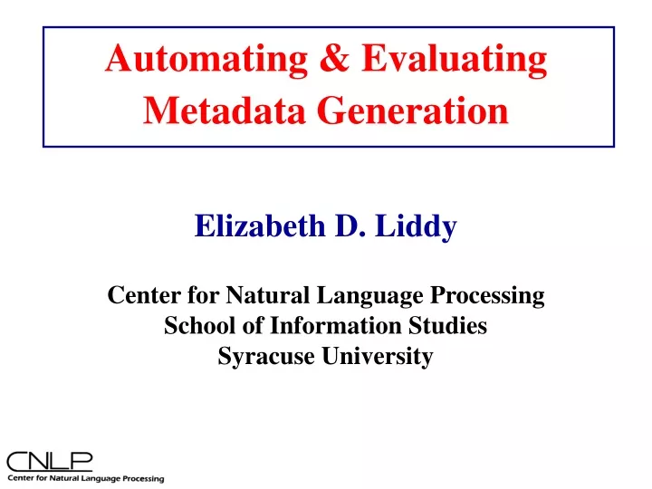 automating evaluating metadata generation