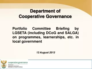 Department of  Cooperative Governance