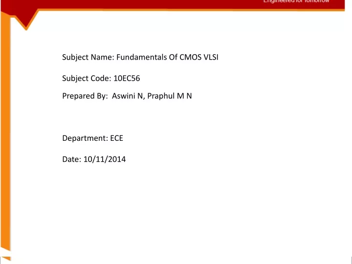 subject name fundamentals of cmos vlsi subject