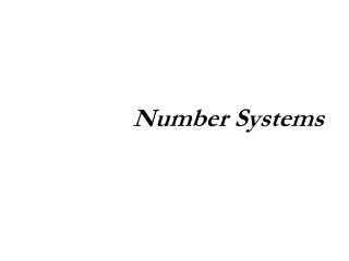 1 Number Systems