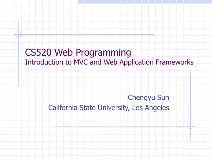 cs520 web programming introduction to mvc and web application frameworks