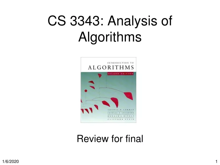 cs 3343 analysis of algorithms
