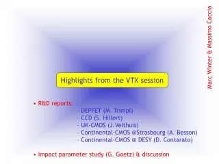 Highlights from the VTX session