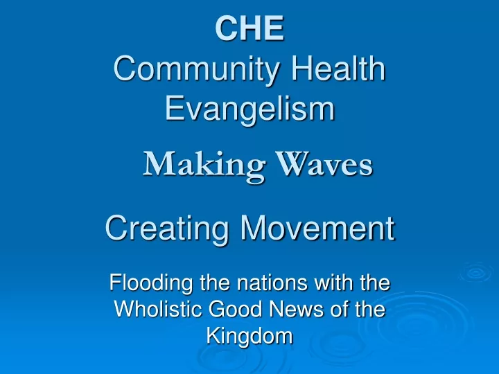 che community health evangelism creating movement