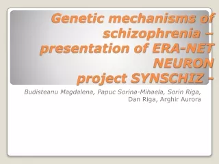 Genetic mechanisms of schizophrenia – presentation of ERA-NET NEURON project SYNSCHIZ -