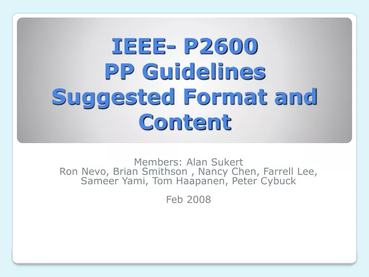 ieee p2600 pp guidelines suggested format and content