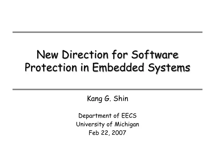new direction for software protection in embedded systems
