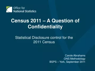Census 2011 – A Question of Confidentiality