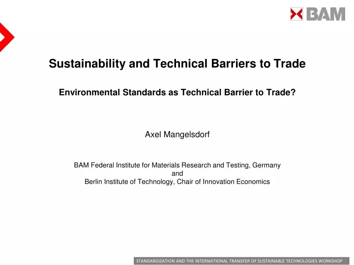 sustainability and technical barriers to trade