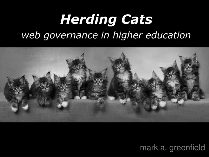 herding cats web governance in higher education