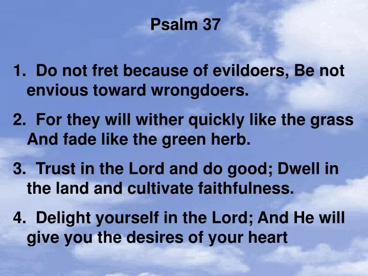 psalm 37 do not fret because of evildoers