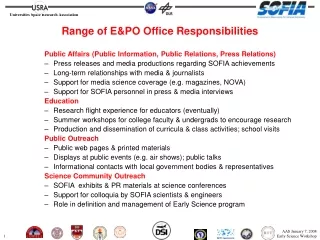 Range of E&amp;PO Office Responsibilities