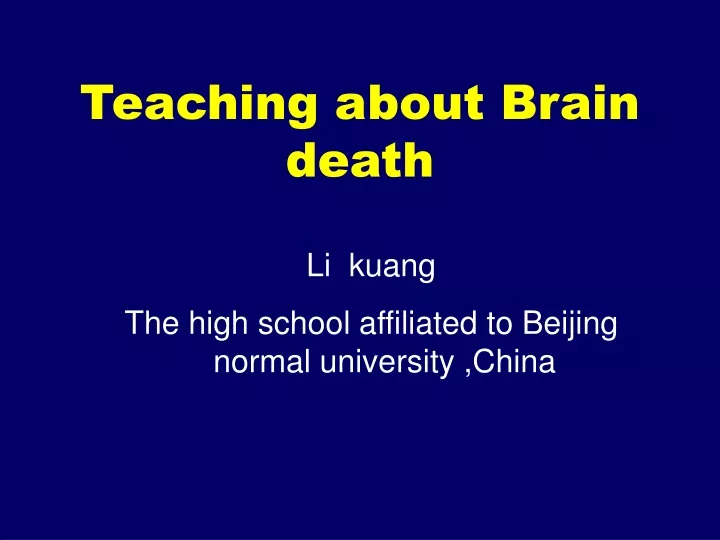 teaching about brain death