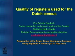 Quality of registers used for the Dutch census