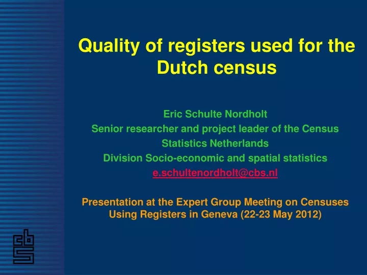 quality of registers used for the dutch census
